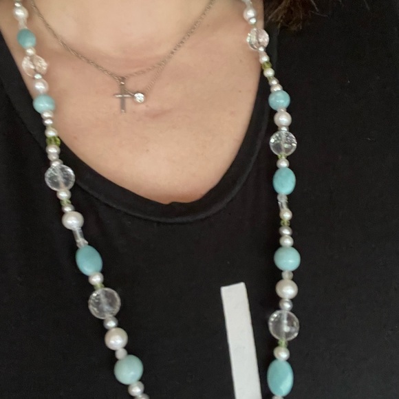 👛 Akoya Cultured Pearl & various stones 33” Necklace - Picture 8 of 16